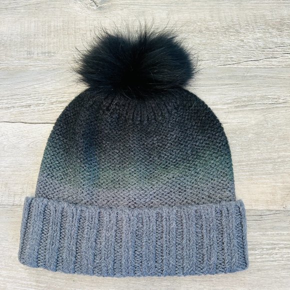 C.C Beanie Multicolored Ombre Wool Blend Fur Pom Hat - Picture 1 of 4